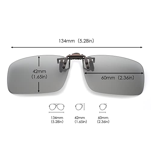 Jm Polarized Photochromic Clip On Sunglasses, Rectangle Flip Up Over Prescription Glasses Men Women #TOP2