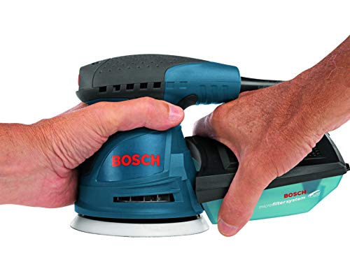 Bosch Ros20Vsk Palm Sander 2.5 Amp 5 In. Corded Variable Speed Random Orbital Sander/Polisher Kit With Dust Collector And Hard Carrying Case, Blue #TOP3