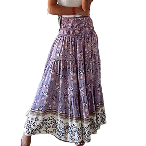 Jupe trapèze pour femme grande taille 48 jupe longue fleurie violette