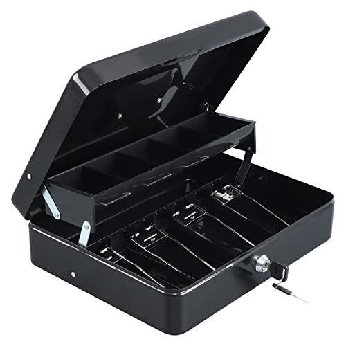 Image of xydled Cash Box with Key Lock, Metal Money Box, Safe Storage box, Black