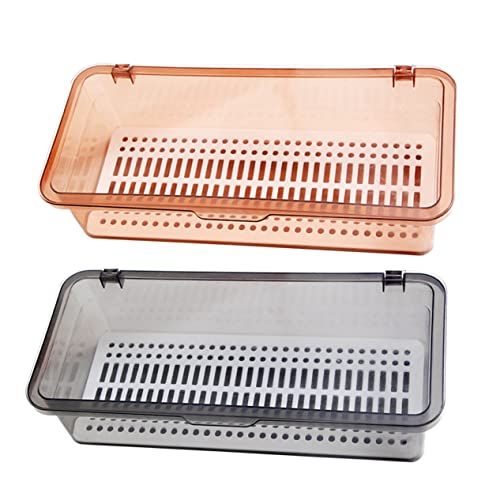 Cabilock 2Pcs Kitchen Utensil Storage Box Drying Holder with Lid for Chopsticks and Cutlery Ventilated Design for Organized Kitchen Supplies