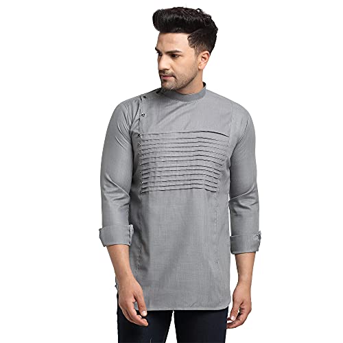 Image of SAIFOO Men's Rich Cotton Blind Short Kurta