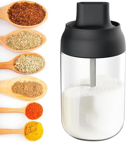 Seasoning Storage Container, Spice Jars with Lids and Spoon, Transparent Spice Containers Glass Spice Jars Suger Bowl for Sugar, Seeds, Salt, Pepper, Spices (250ml)