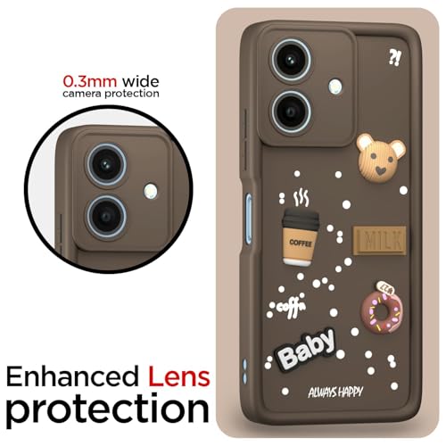 Image of Bintage Ball Bear| Donut| Milk Cake| Baby| Coffee Rubber Case Camera Protection Back Cover Compatible for Realme C61 4G - Brown