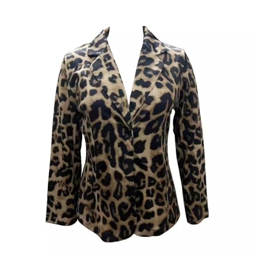 Blazer léopard veste costume femme chic bouton unique col tailleur échancré