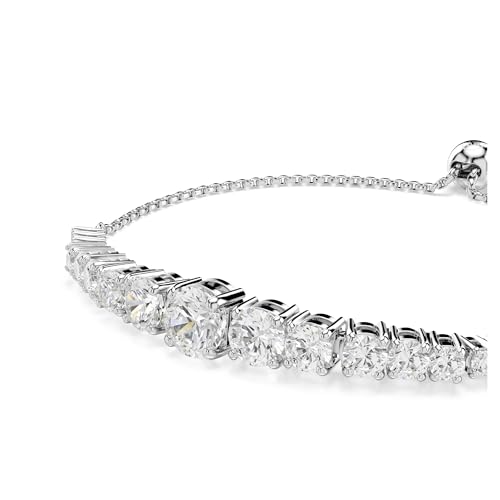 Swarovski Matrix bracelet, Gradient of round cuts, clear, Rhodium finish4