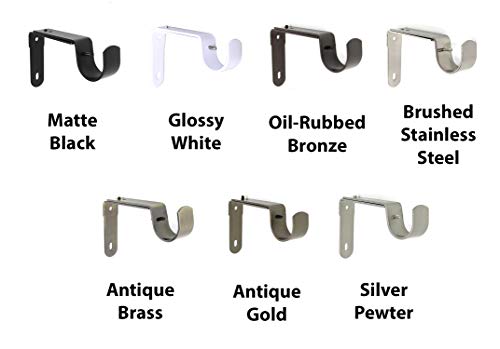 Urbanest Long Adjustable Solid Zinc Curtain Rod Bracket Wall Holder, Fits To 1", 1-1/8", And 1-1/4" Rod, 1 Piece - Brushed/Stainless Steel #TOP3