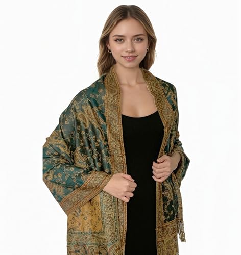 Pashmina Scarf for Women Shawls and Wraps Reversible Paisley Vintage Jacquard Soft Silky Rave Scarves Men3