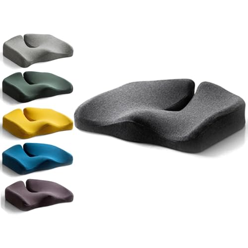 Nordic Comfort Seat Cushion,Nordic Comforts Seat & Lumbar Cushion,Ergonomic Memory Foam Seat Cushion for Office, Car, Airplane, Bleacher, for Long Sitting Office Workers Drivers (Dark Grey)