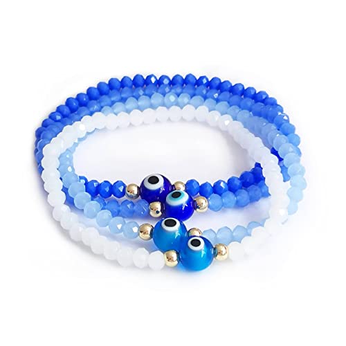 Evil Eye Crystal Bead Bracelet Freshwater Pearl Amulet Protection Good Luck Bracelet For Women Teen Girls