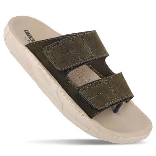 Image of WALKAROO Urbanoz Men's Comfort Sandal|Dual Adjustable Loop Strap,Cushioned Footbed, Lightweight Flexible PU Sole,Textured Upper,Open Toe|Travel, Indoor & Outdoor,Casual,Daily Wear Sandal - WGP53410