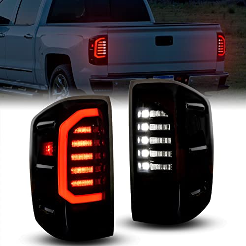KEWISAUTO Smoked LED Taillights Rear Brake Stop Light for Chevy Silverado 1500 2500HD 3500HD 2014-2019 GMC Sierra 3500HD Dually 2015-2019 NOT for 16 LTZ Models/Factory LED Tail Light Models