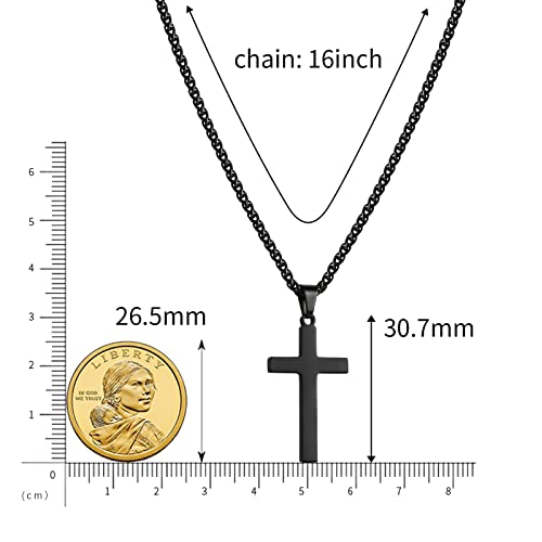 Image of RS Stainless Steel Cross Pendant Necklace for Men Boys Women 16-24 Inch Religious Gift