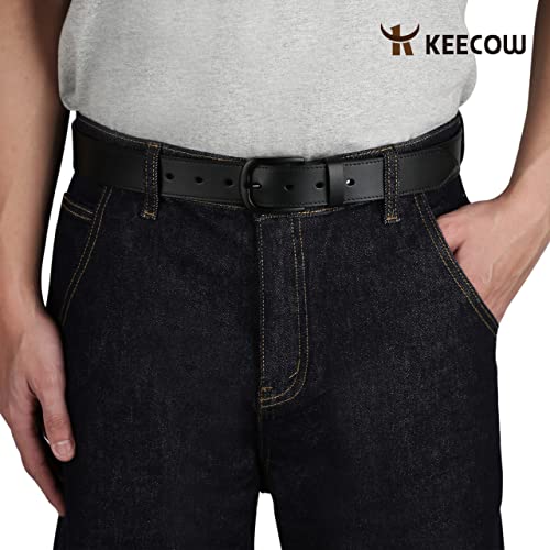 Image of KEECOW Men's 100% Italian Cow Leather Belt Men With Anti-Scratch Buckle,Packed in a Box