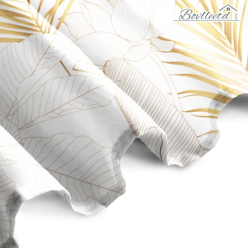Bovlleetd 72x84inch Gold Plant Shower Curtain Lotus Palm Leaf Bathroom Curtain Simple Banana Leaf Shower Curtains Waterproof Bathtub Curtain Art Bathroom Decorative Curtain with Hook - Image 3