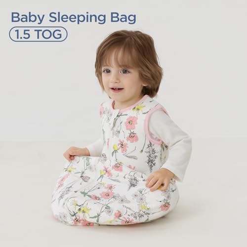 Image of Duomiaomiao 1.5 TOG Baby Sleep Sack 100% Cotton Four Season Baby Wearable Blanket, Breathable Comfy Toddler Sleeping Bag