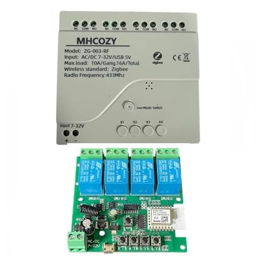 MHCOZY 4 Kanal 12V ZigBee Relais Schalter,selbstsicherndes inching Interlock Smart Timer Schalter Modul,funktioniert mit Alexa Google Home Tuya Zigbee Hub