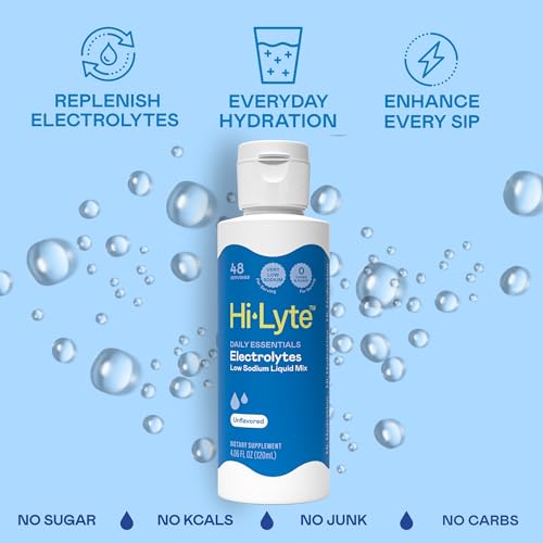 Image of Hi-Lyte Low Sodium Electrolyte Supplement for Immune Support, Fasting and Rapid Hydration | 48 Servings | Magnesium, Potassium, Zinc | Unflavored Mineral Taste Drops