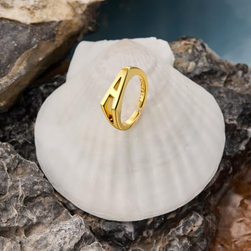 Cicy Bell Womens 18k Gold Plated Initial Statement Rings Bold Letter Personalized Initial Stacking Rings3
