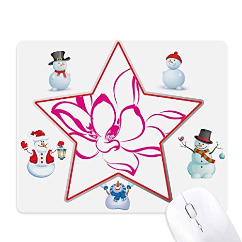Tapis de souris bonhomme de neige et lotus rose, cadeau de Noël idéal