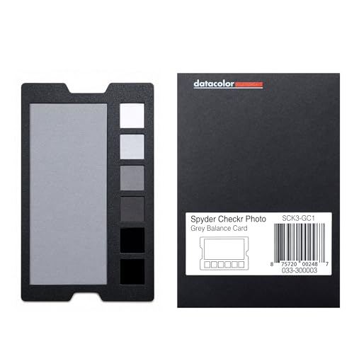 SpyderCheckr Photo Grey Balance Card Two Tools in One: 18% Neutral Grey Reference for Accurate Exposure & White Balance 6-Step Grayscale Strip for Tonal Range Verification Compact
