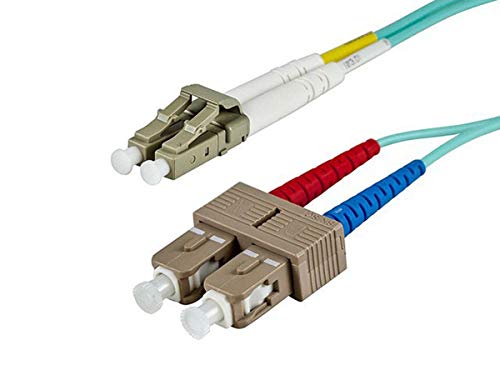 Monoprice Fiber Optic Cable - LC to LC, OM3, 50/125 Type, Multi Mode, 10Gb, Duplex, 2mm Cable Diameter, 2 Meter, Aqua