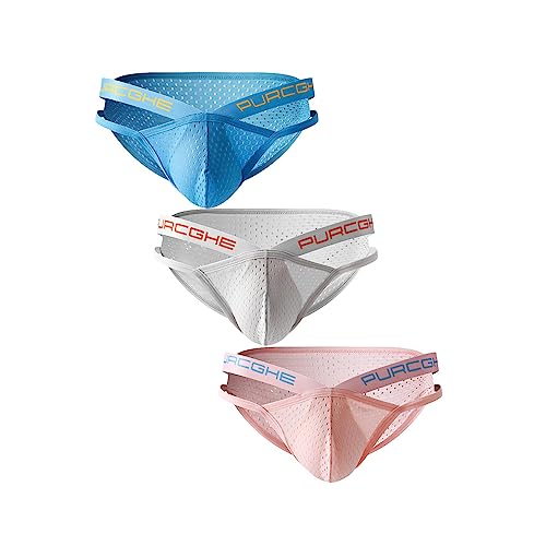 Men's Ice Silk Bulge Pouch Breathable Mesh Bikini Underwear Triangle Briefs Underpanties