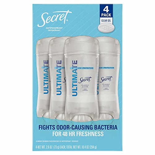 Secret Ultimate Protection Clear Gel Antiperspirant, Classic Clean, 2.6 oz, 4-pack