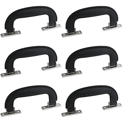 6-Pack Antrader Plastic 150mm Long Luggage Trunk Pull Handle Suitcase Side Holder, Black Cover