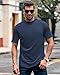 Wihion Mens Ribbed Mock Turtleneck T-Shirt Short Sleeve Solid T Shirts Thermal Underwear Tops Navy