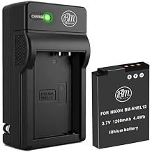 BM Premium EN-EL12 Battery and Charger for Nikon Coolpix A1000 B600 W300 A900 AW100 AW110 AW120 AW130 S6300 S8100 S8200 S9050 S9200 S9300 S9400 S9500 S9700 S9900 P310 P330 P340 KeyMission 170, 360