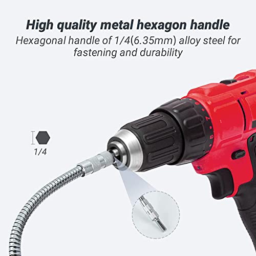 Image of AASONS Metal Flexible Drill Bit Extension, Flexible Shaft Adapter with Quick Change Magnetic 1 /4'' Hex Shank 200mm Length | Connecting Link for Electronic Screwdriver
