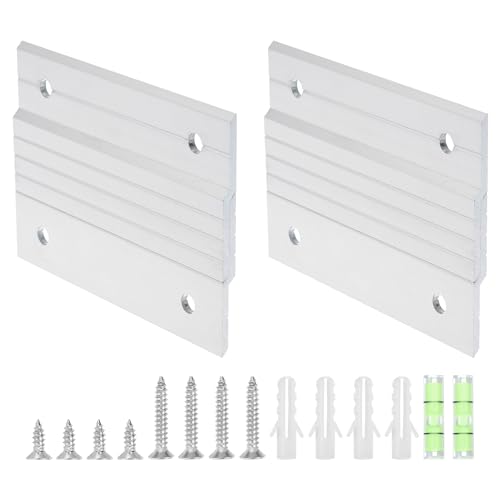 Image of uxcell 2 Pair French Cleat Picture Hanger, 4 Inch Heavy Duty Aluminum Z Bar Clip Interlocking Wall Mounting Bracket Hanger Kit for Hanging Mirror Picture