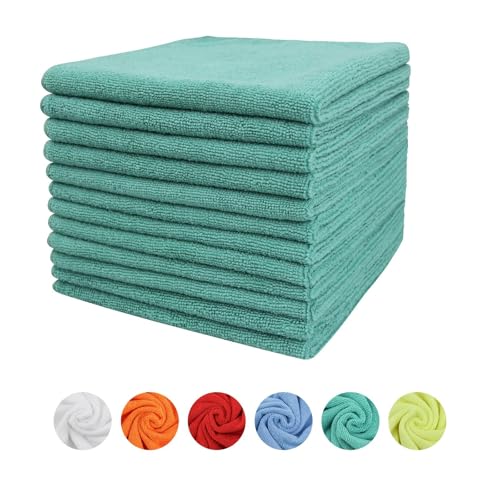 Tricol Clean Microfiber Cleaning Cloth 16in*16in 12 Pack Ultra-Thick Cleaning Rags Super Absorbent Lint Free & Streak Free Cleaning Towels for Car House Kitchen Office