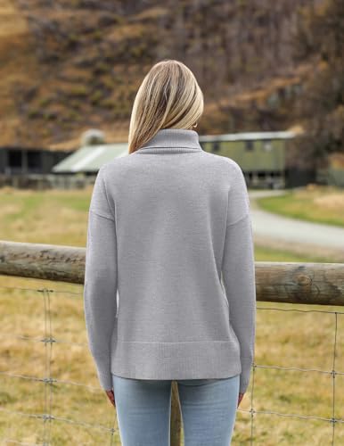 Image of Zeagoo Women's Turtleneck Sweater 2026 Fall Winter Chunky Knitted Pullover | High Low Hem Trendy Basic Jumper Top, Long Sleeve Casual Knit Pullover 2026, Fall Fashion Outfits, Winter Clothing for Women