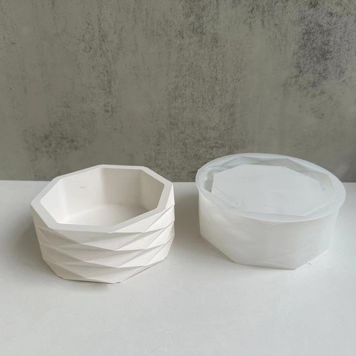 Miniatura 4 de Moldes de silicona para macetas de resina epoxi, molde geométrico redondo grande para jarrón de hormigón, arcilla para suculentas, molde para