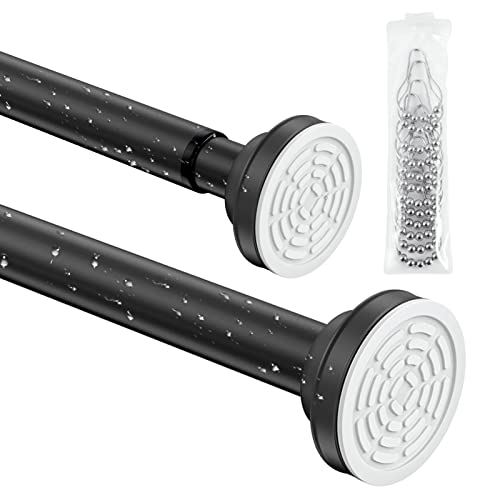 Teleskop Duschvorhangstange Ohne Bohren,Ausziehbar Gardinenstange Edelstahl 102-193cm Duschstange,Gardinenstange,Teleskopstange, Duschvorhang stange Schwarz Cover