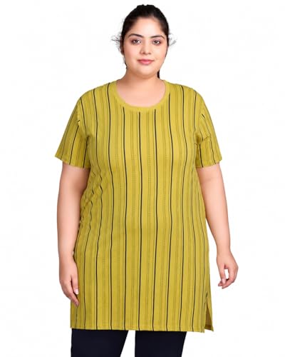 Image of In Love Women's All-Over Printed Cotton Plus Size Longline T-Shirt with Pockets
