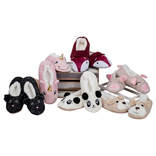 Elanze Designs Brown Puppy Dog Womens Animal Cozy Indoor Plush Lined Non Slip Fuzzy Soft Slipper - Medium #TOP6