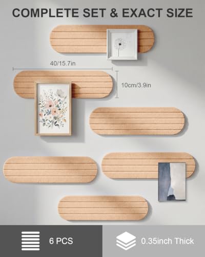 6 Pcs 15.7x3.9 Felt Board, Self-Adhesive and Removable Nano Tap Wall Decor, 0.35" Thick Freely Combinable Felt Bulletin Board for Bedroom Living Room Office Classroom Flower Shop (Dark Camel) — view 5