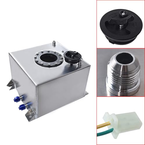 5 Gallon Fuel Cell Gas Tank Aluminum Polished Race Street Drift Strip Fuel Cell Tank with Level Sender Silver - Thumbnail 2