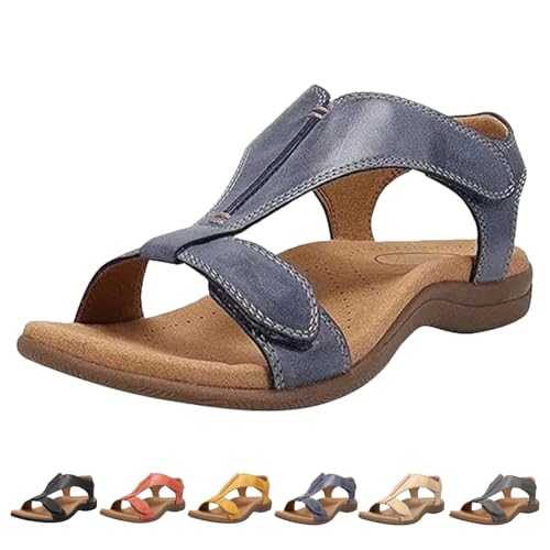 Orthowalk Womens Sandals,2025 New Summer Leather Sandals Women,Comfortable Casual Walking Sandal with Arch Support