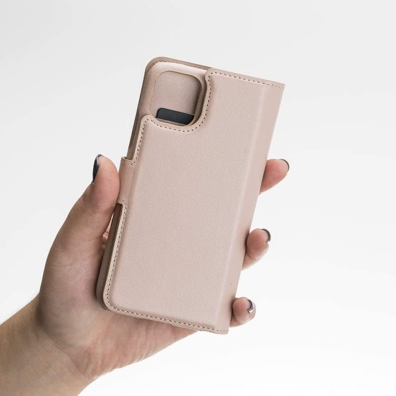 Venito Florence Leather Wallet Phone Case Compatible with iPhone 11 - Extra Secure with RFID Blocking - Detachable Phone Wallet (Nude Pink)