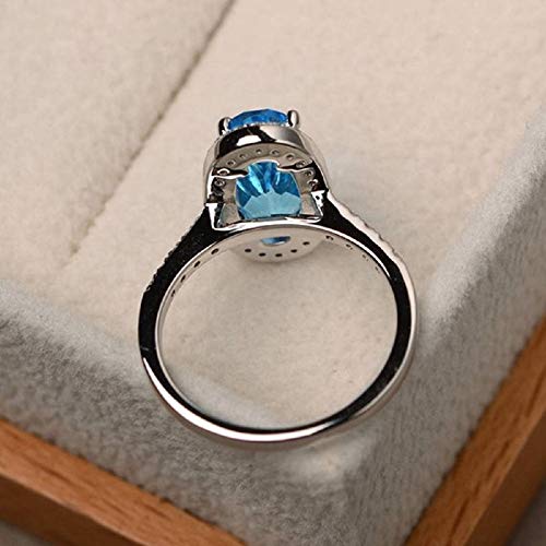 YUANYI Platinum Plated Vintage Fashion Natural Gemstone Oval Blue Topaz Anniversary Engagement Women's Ring (US Code 6)4