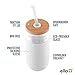Ello Devon 18oz Glass Tumbler with Straw, Friction Fit Bamboo Wood Lid and Silicone Sleeve | Perfect for Iced Coffee, Tea, and Smoothies | White