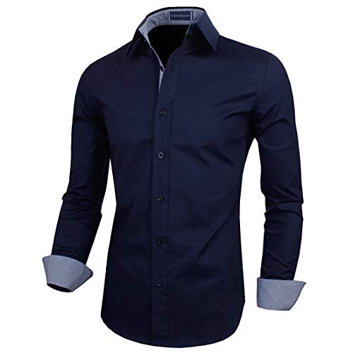 Image of Zombom Men's Solid Cotton Blend Regular Fit Full Sleeve Collared Neck Casual Shirt for Men