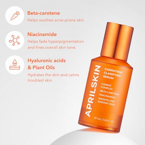 Image of APRILSKIN Carrotene Clarifying Facial Serum | Vegan, Non-comedogenic | Blemish Clear, Dark Spot Corrector | Korea Skincare | Oily Skin, Sensitive Skin, Bumpy Skin | 1.25 fl.oz