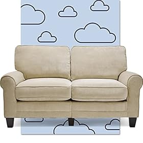 Serta Copenhagen 61" Loveseat - Pillowed Back Cushions and Rounded Arms, Durable Modern Upholstered Fabric - Tan 41Gp767BZKL. SS280