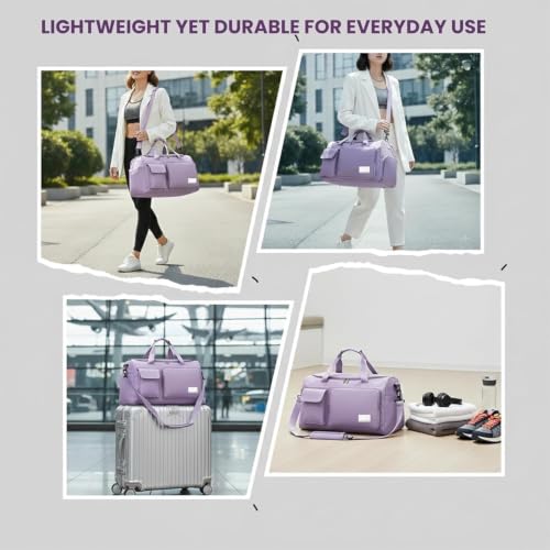 Image of Bag for Men Women with Shoe Compartment | Waterproof Duffle Bag | Lightweight Travel Sports Bag | 6 Pocket Multi-Compartment Spacious Duffel for Gym, Travel, Weekend, Trekking & Yoga