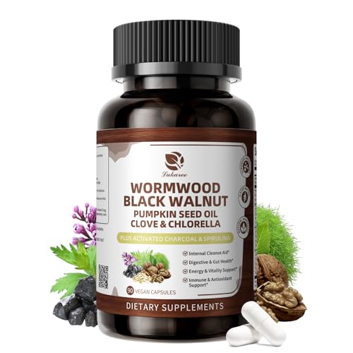Image of Wormwood Black Walnut Cleanse for Human 1200mg - Gut Health Supplement | Plus Pumpkin Seed Oil,Clove,Activated Charcoal for Daily Digestive Balance - Men & Women Probiotic Capsules -Vegan, 90 Count